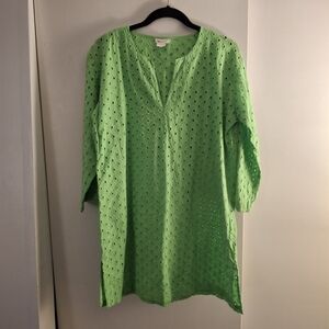 Top It Off Green Eyelet Women's Tunic Top